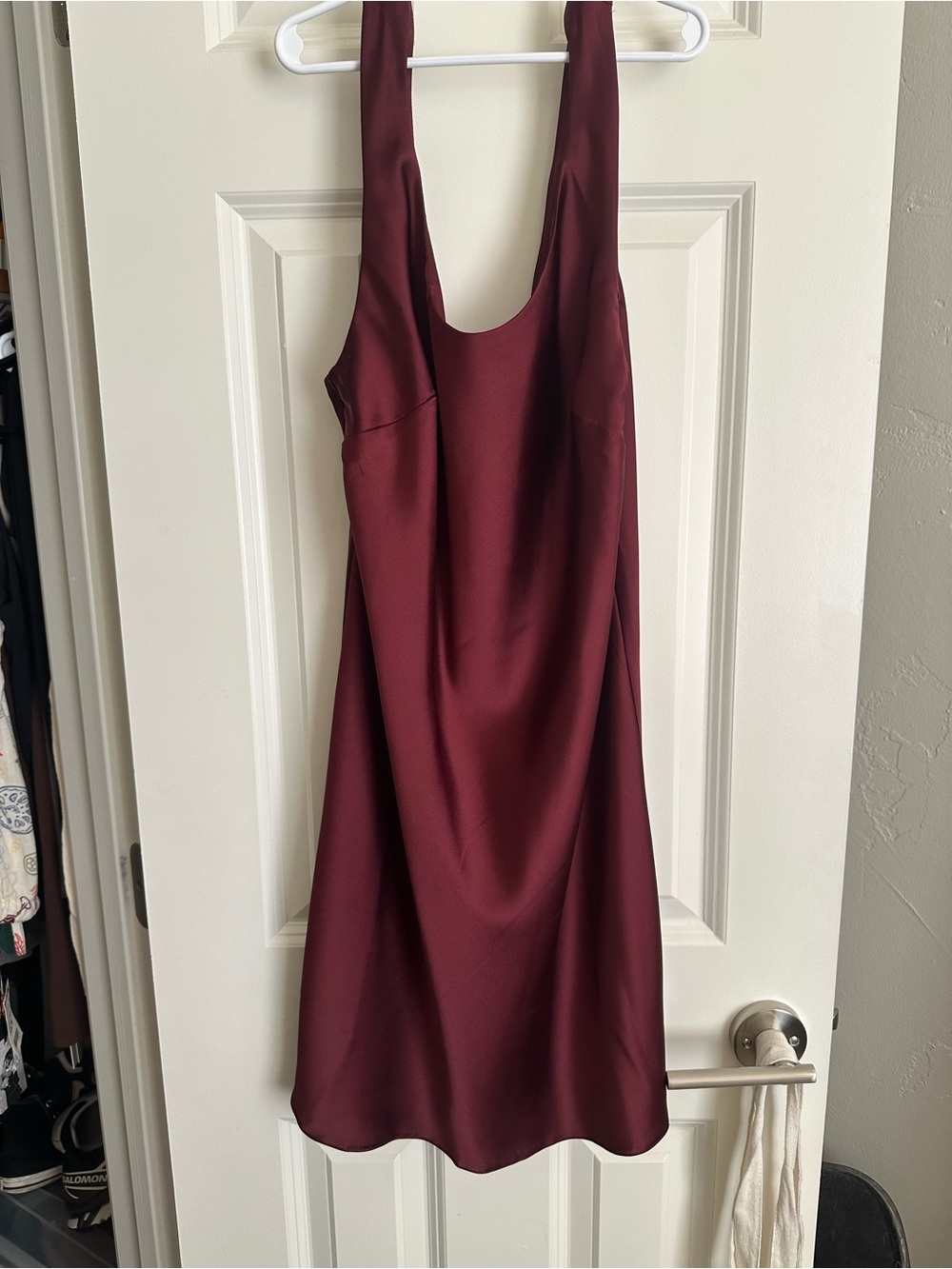 Burgundy and Black Satin Slip Dresses